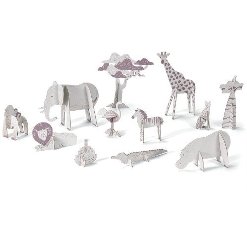 Djeco 3D kleurplaat speelfiguren - savanne