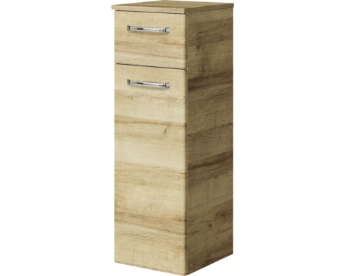 Pelipal Kumba badkamermeubelset (B x H x D): 137 x 200 x 50 cm, frontkleur: Riviera eiken, 5-delige set bestaande uit witte glazen wastafel, hoge kast, onderkast en bovenkast (artikelnr. 99.770326473)