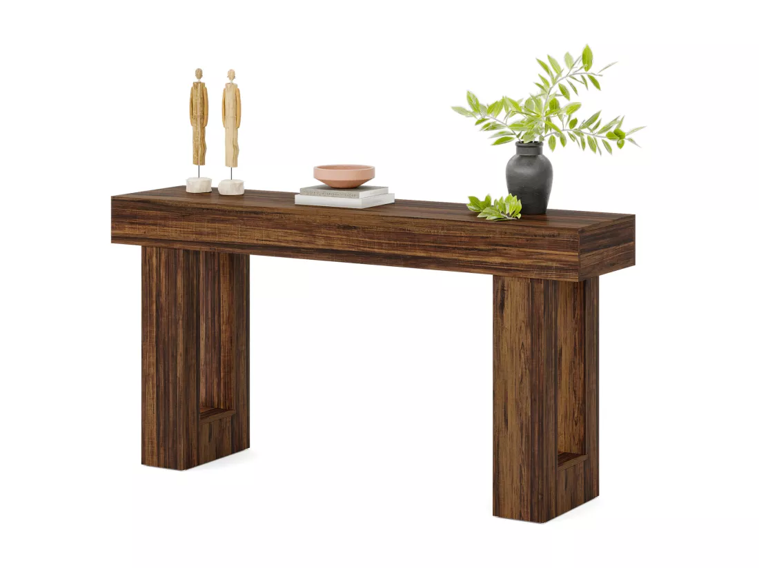 Tribesigns Table console rectangulaire de 160 cm de long, table basse derrière le canapé, table de ferme pour entrée, couloir, salon (marron rustique)