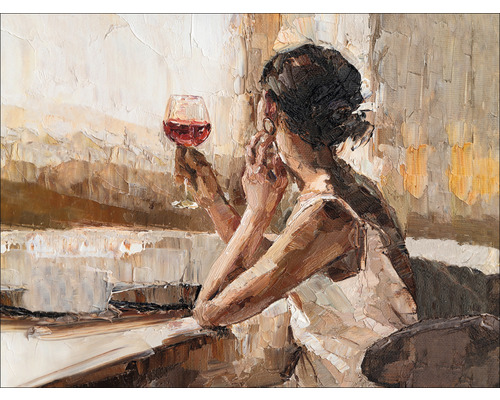 Canvas print Meisje met wijnglas 84x116 cm