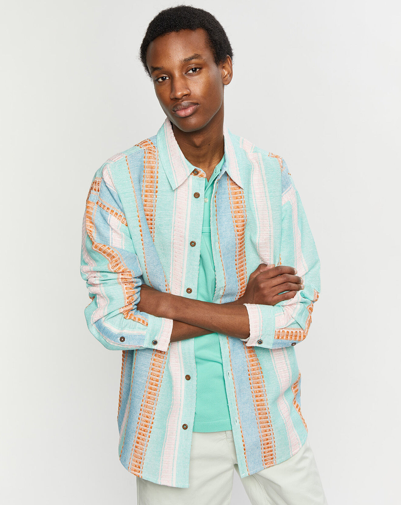 Scotch & Soda Surchemise en Lin mélangé à rayures multicolore