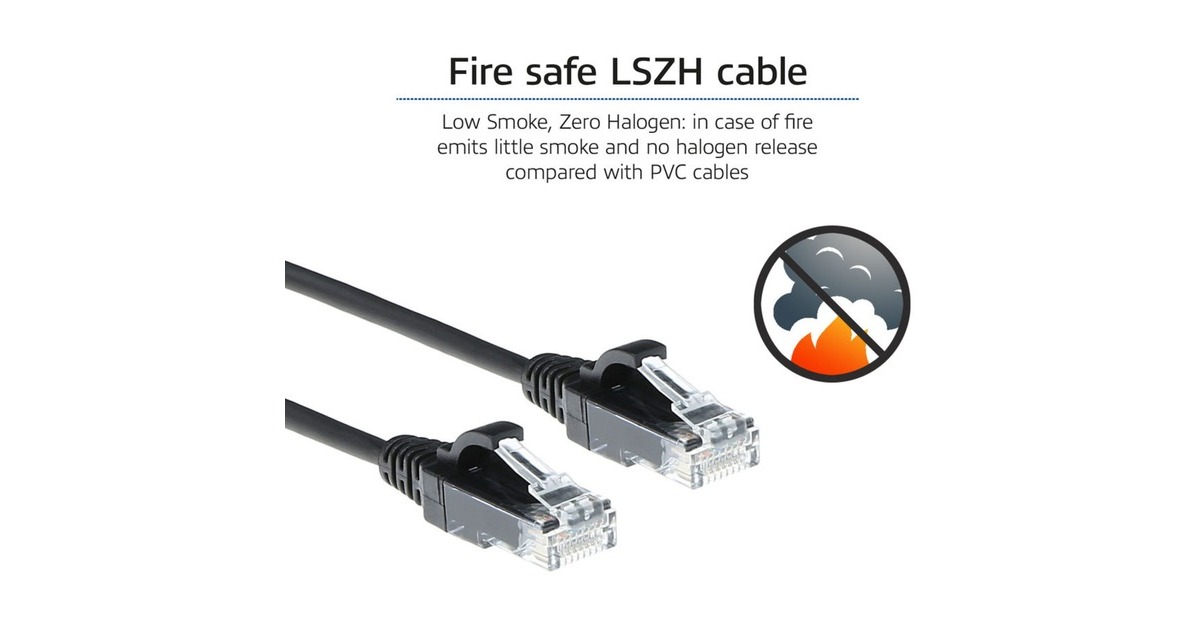 ACT ConnectivityLSZH U/UTP CAT6 datacenter slimline patchkabel snagless met RJ45 connectoren  (Zwart, 2 meter)