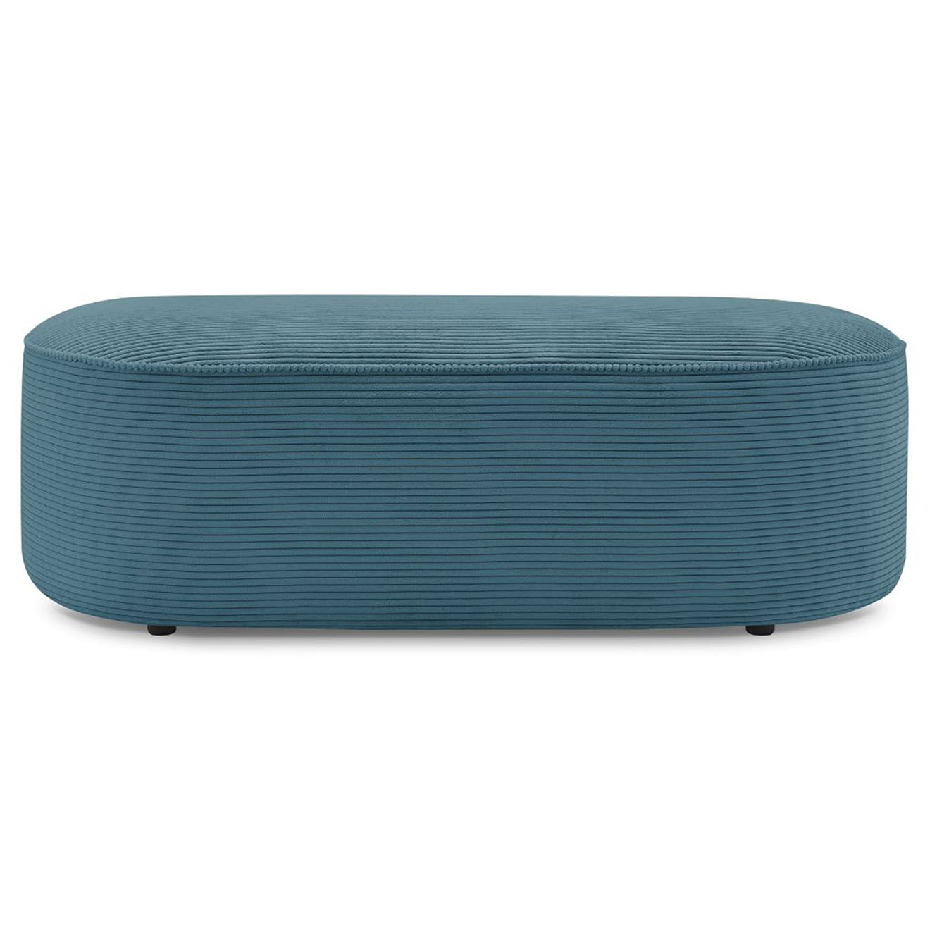 Bobochic Pouf pour canapé modulable en Velours côtelé Rousseau bleu foncé - 140x70x45 cm