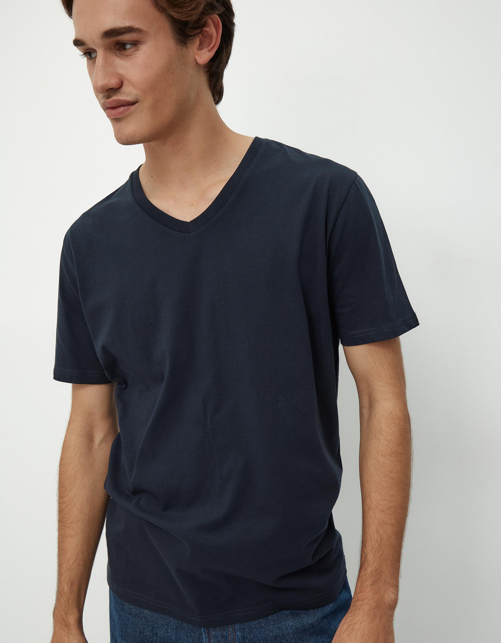 T-shirt Decote em V, Homem, Azul Escuro