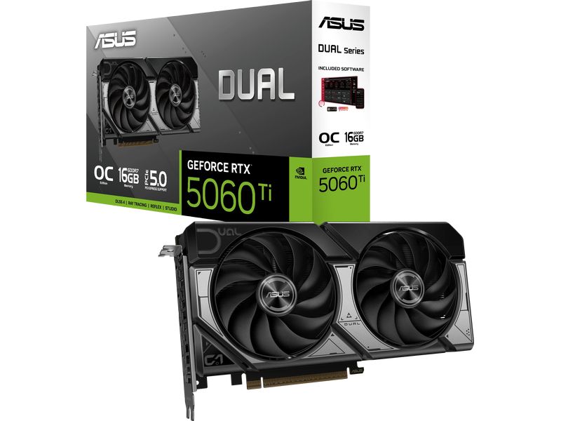 ASUS Grafikkarte Dual GeForce RTX 5060 Ti 16 GB OC Edition Leistungsfähige Gaming-Grafikkarte