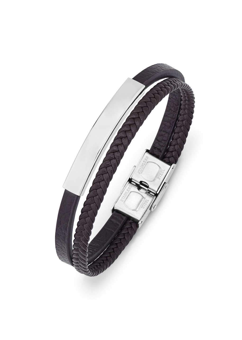 Modernes Leder-Armband mit Edelstahl
