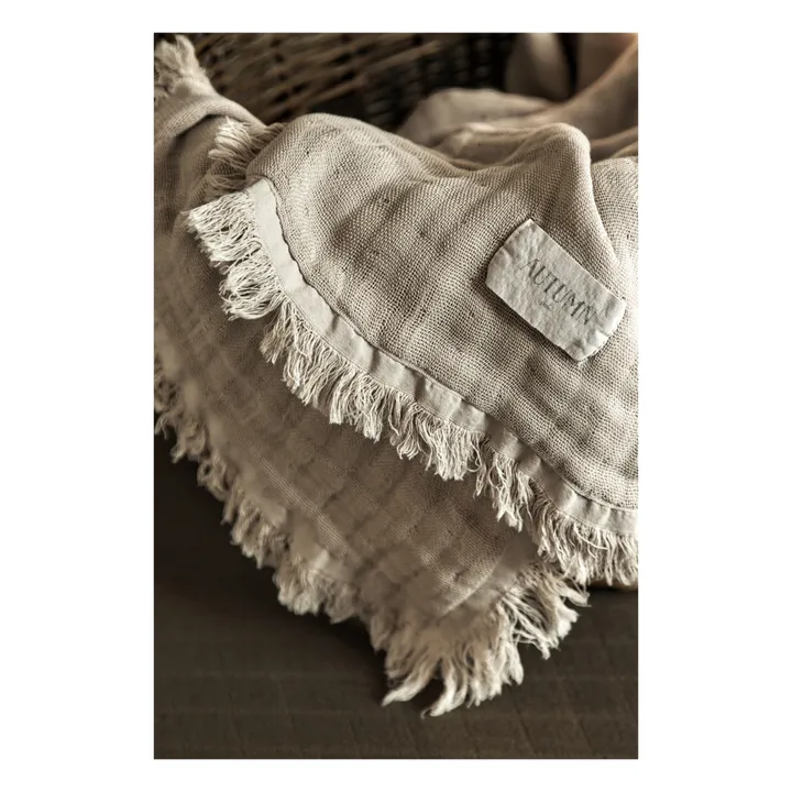 Autumn Plaid Loulou frangé en double gaze de coton bio | Brun