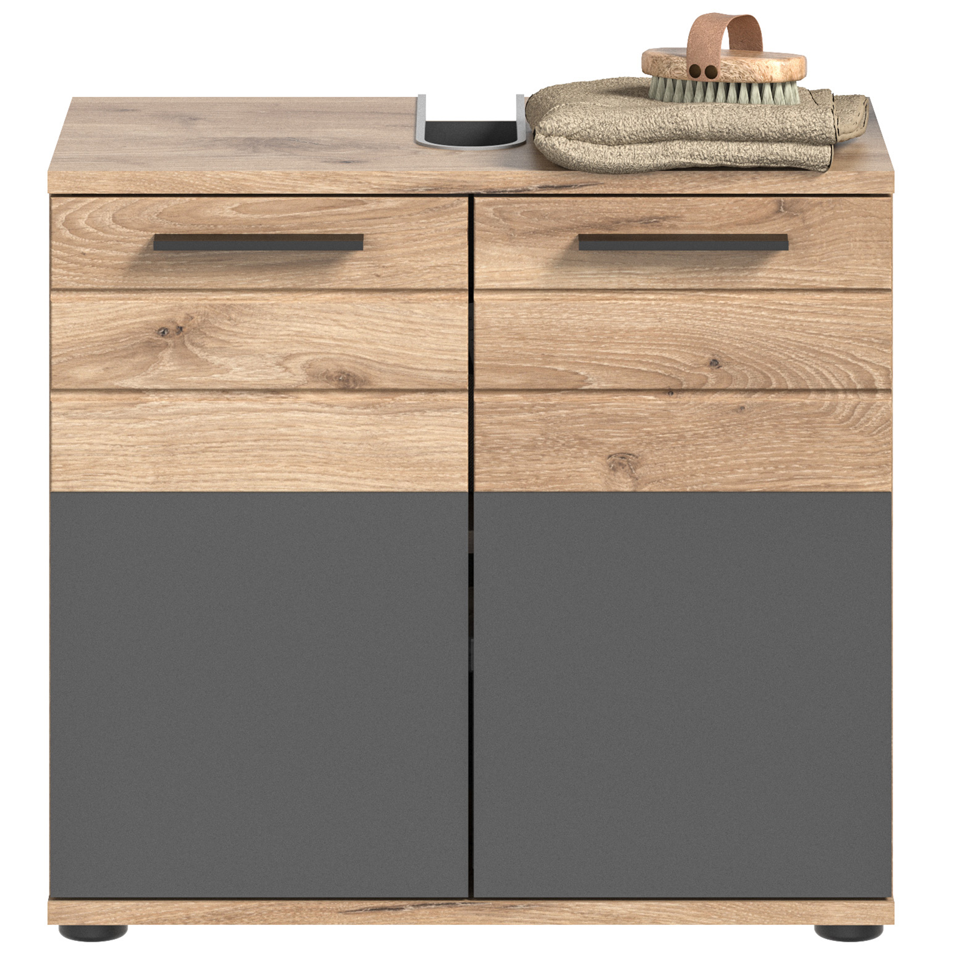 Waschbeckenunterschrank MASON - Nox Oak - Basalt grau - 60 cm