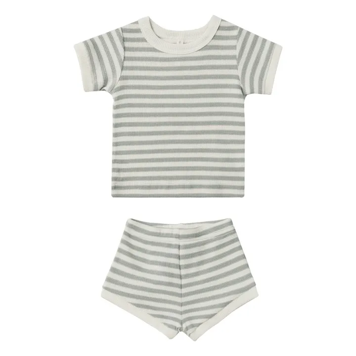 Quincy Mae T-Shirt et Shortie Rayé | Bleu