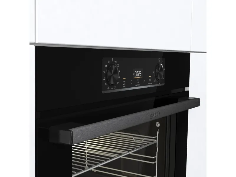 Gorenje Essential BOS6737E13BG - Ovn - med dampfunktion - til indbygning - niche - bredde: 56 cm - dybde: 55 cm - højde: 59 cm - med selv-rengøring - Klasse A - sort