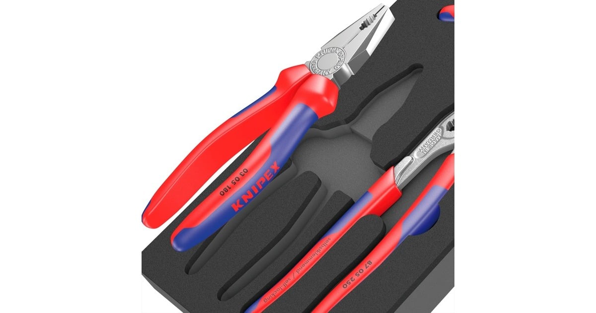 Wera9780 Schuimrubberen inzetstuk met KNIPEX tangen Set 1, 3‑delig tangenset  (Zwart/grijs, in schuiminzet voor werkplaatswagen)