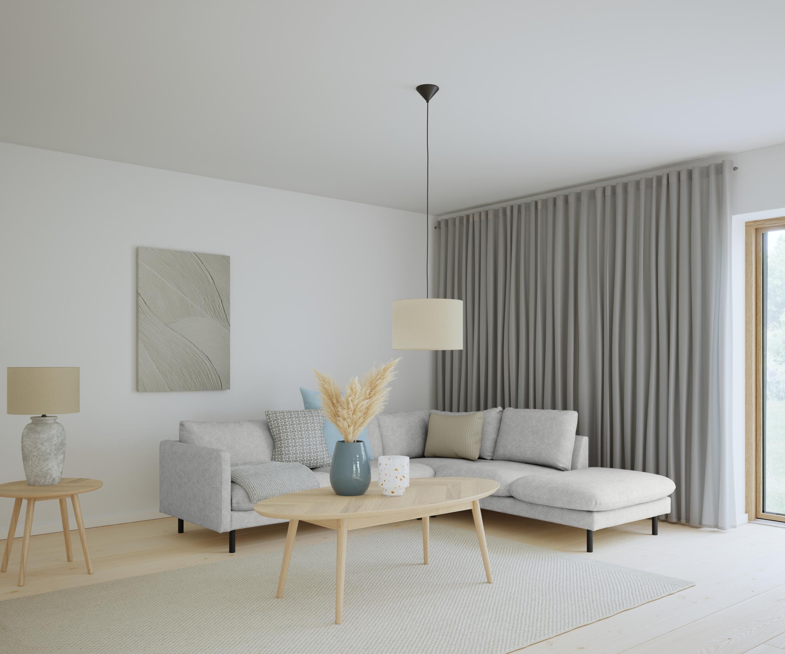 Bjorn højrevendt sofa med pufafslutning