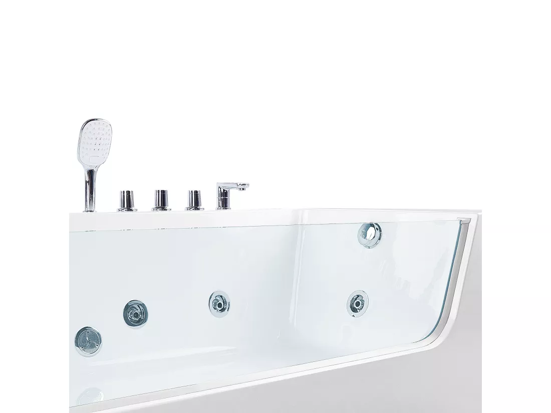 Baignoire balnéo angle droite blanche 170 x 80 cm PUQUIO