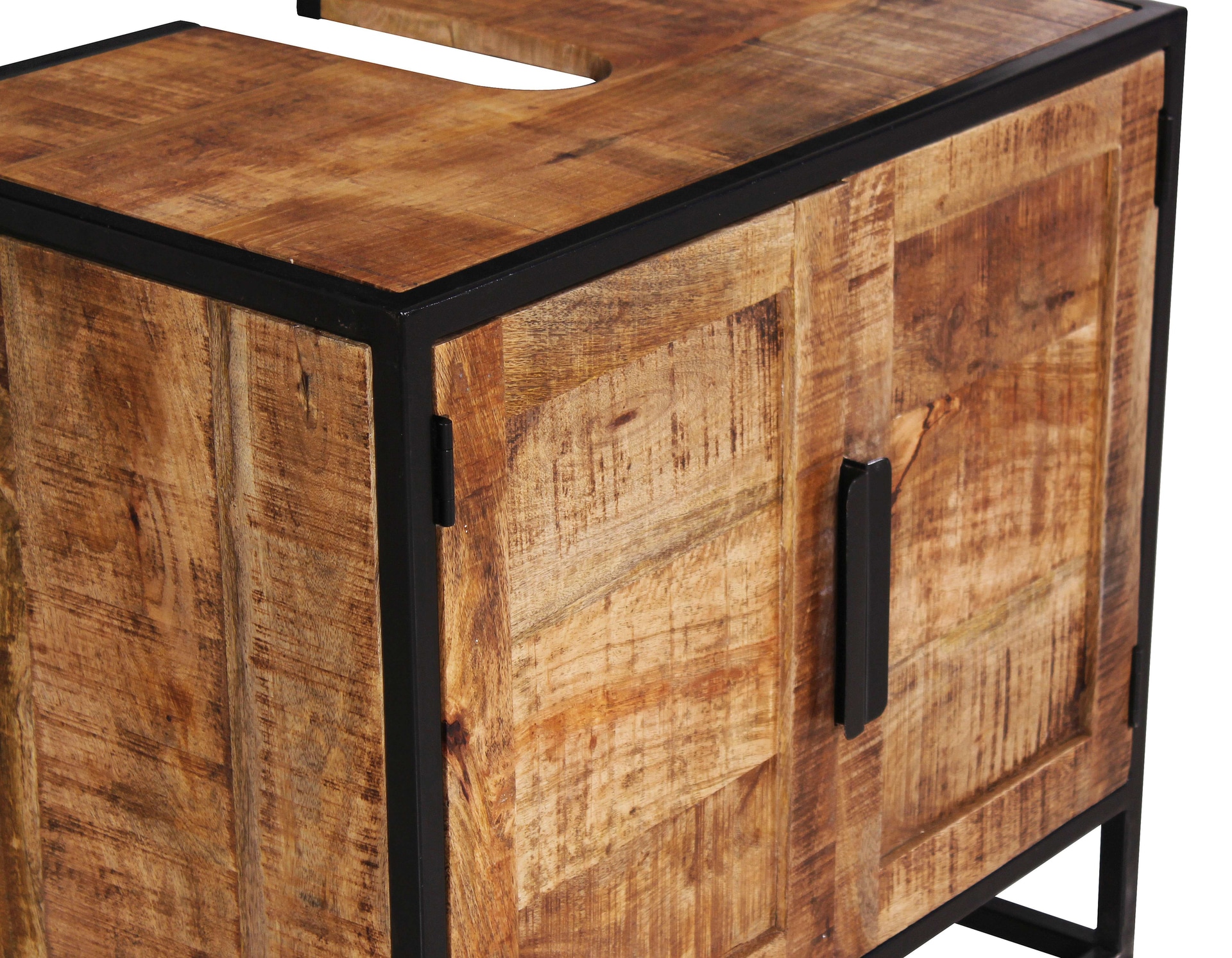 Waschbeckenunterschrank 67 x 62 cm Mangoholz natur/schwarz