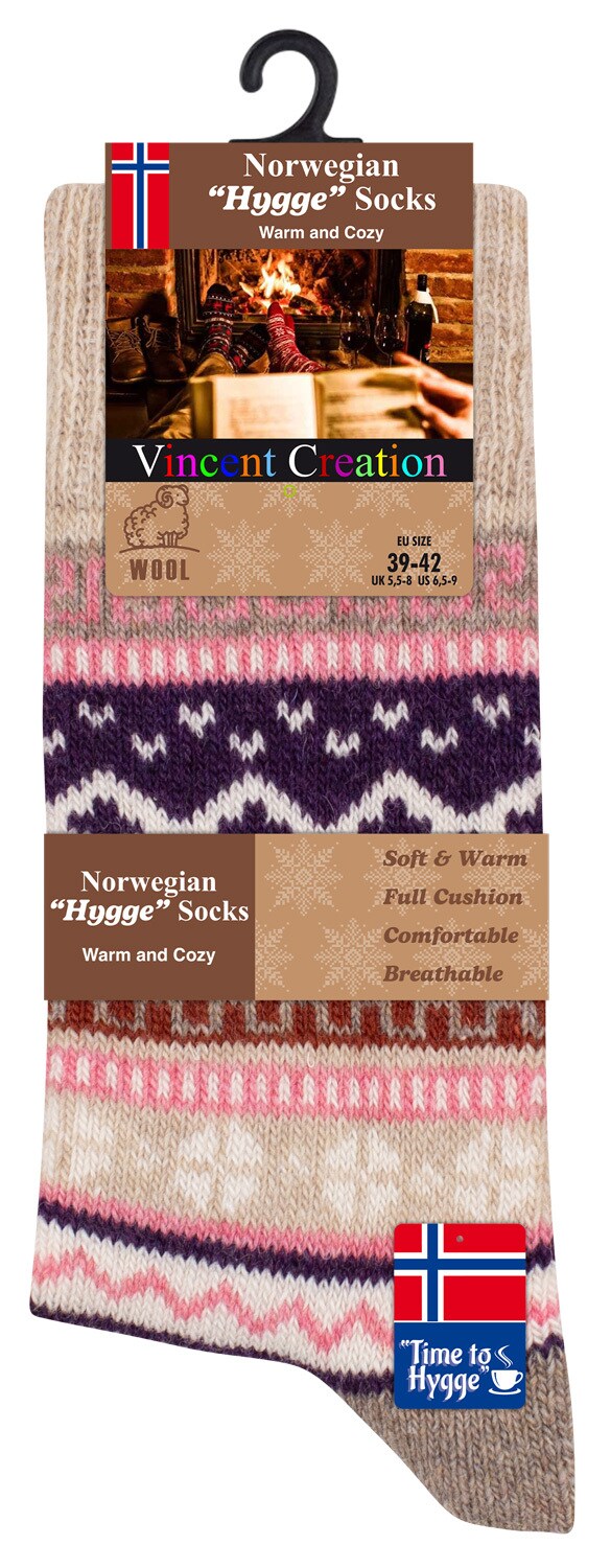 Vincent Creation® 3 Paar Bunte Norwegersocken Hygge Socken