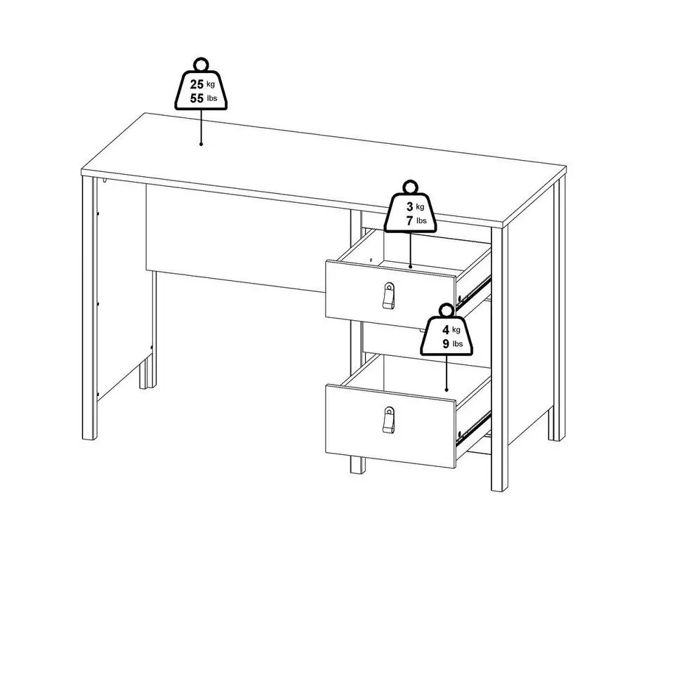 CALICOSY - Bureau BARCELONE - 76,5x120,4x48 cm