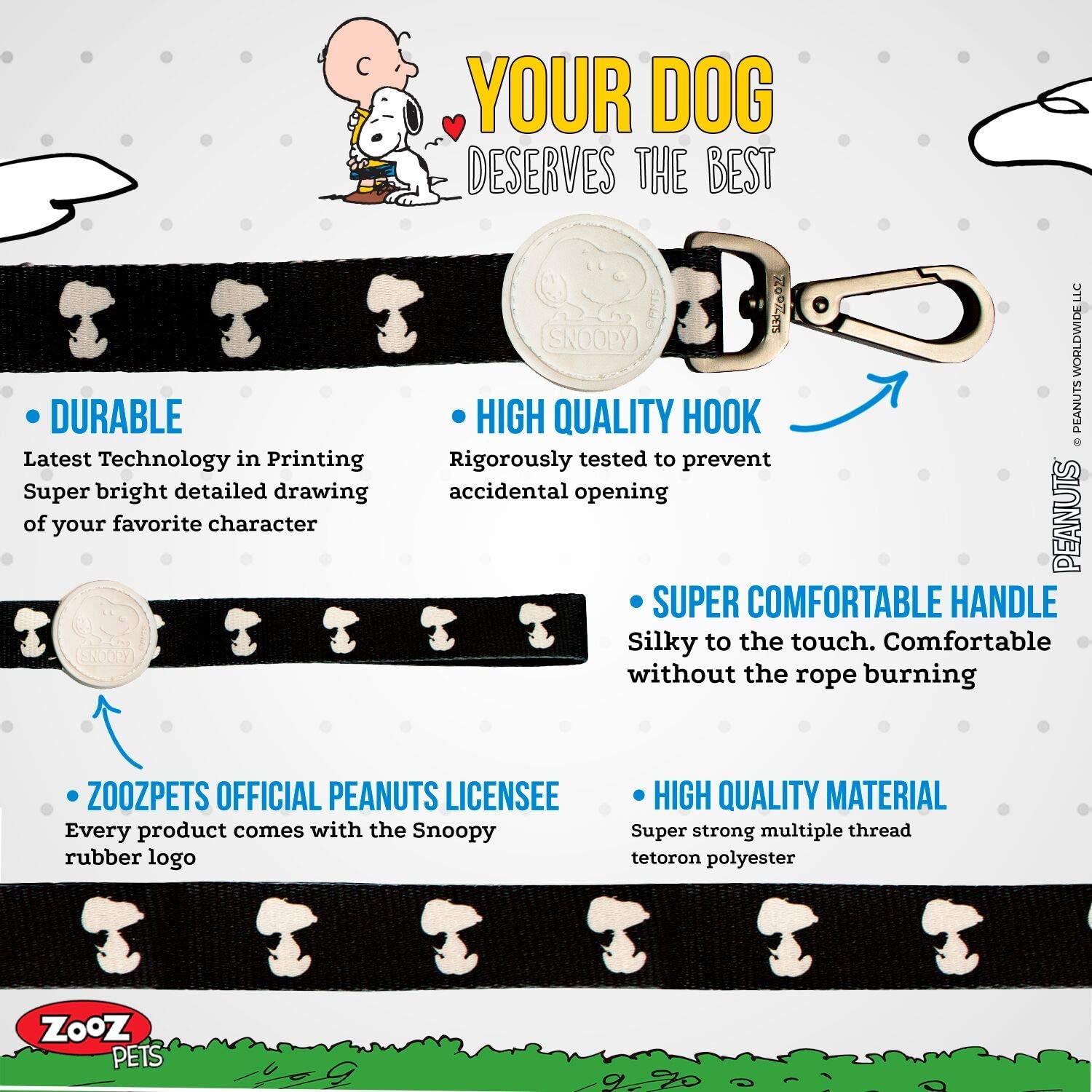 Guia para cães Zooz Pets White Shadow em poliéster