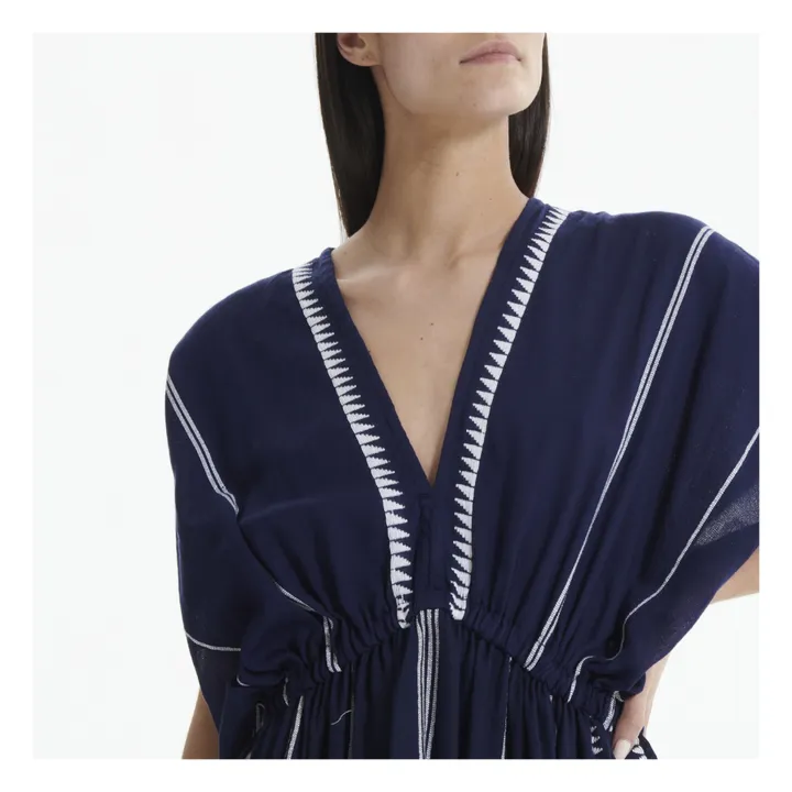 Lemlem Robe Courte Plunge Neck Nunu | Bleu marine