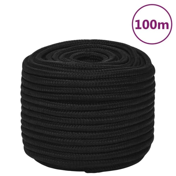 vidaXL Arbeidstau svart 12 mm 100 m polyester