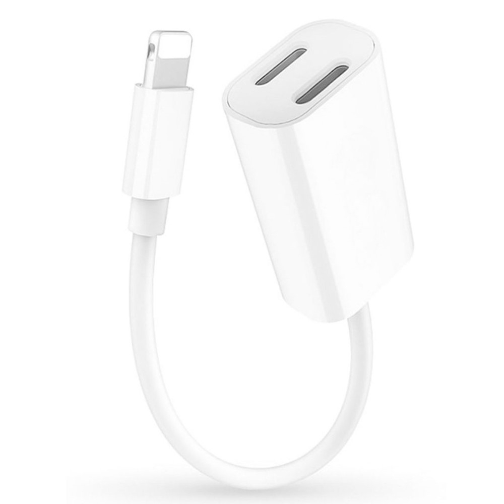 (5.5cm) Dual Lightning Audio und Lade Adapter Splitter - Weiss