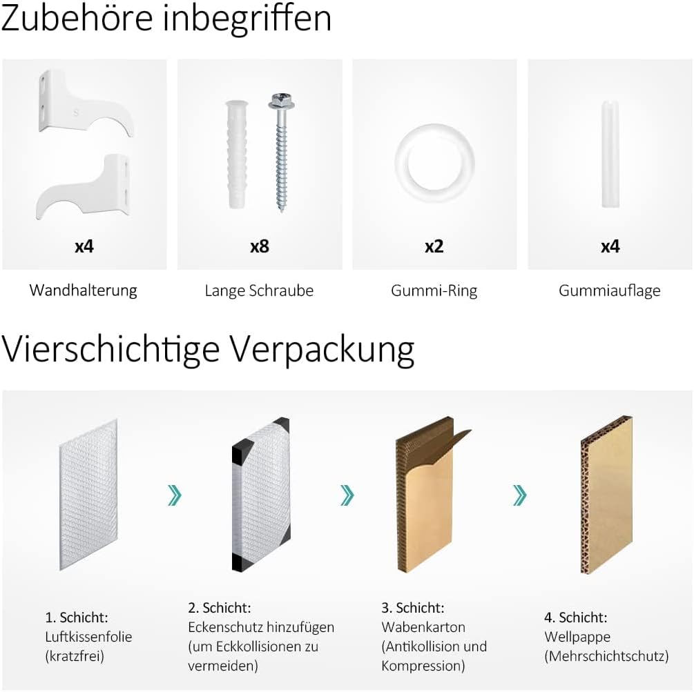 EMKE Design Heizkörper Flach, 630x1006 mm Horizontal Flachheizkörper mit Seitenanschluss, Doppellagig Weiß Paneelheizkörper Wandheizkörper für Bad, Flur& Wohnzimmer, 1308W