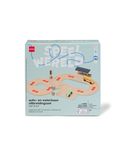 circuit pour voitures et bateaux en bois - kit dextension - 19 pièces