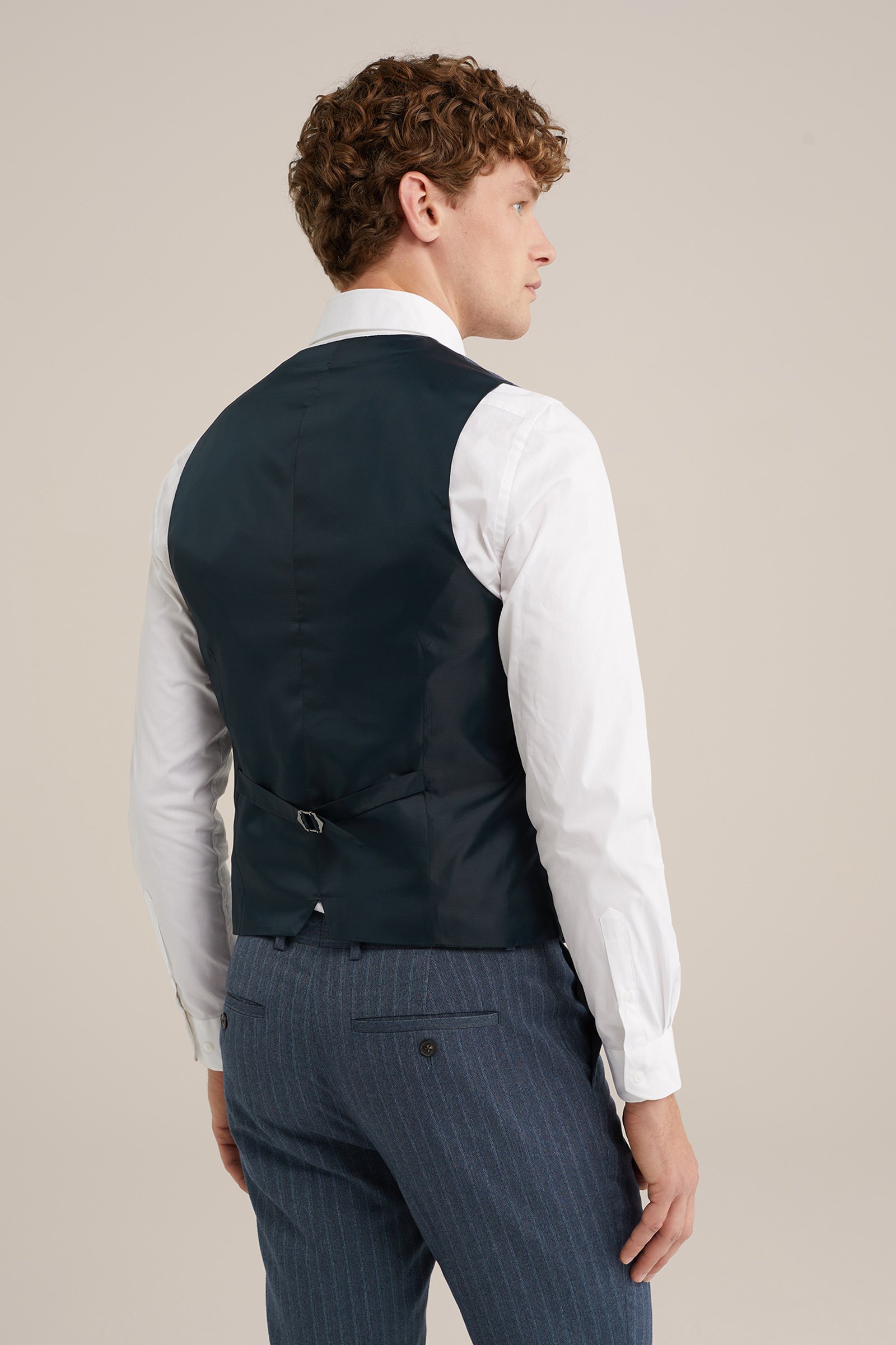 gilet subtiel gestreept WE Fashion Grijsblauw