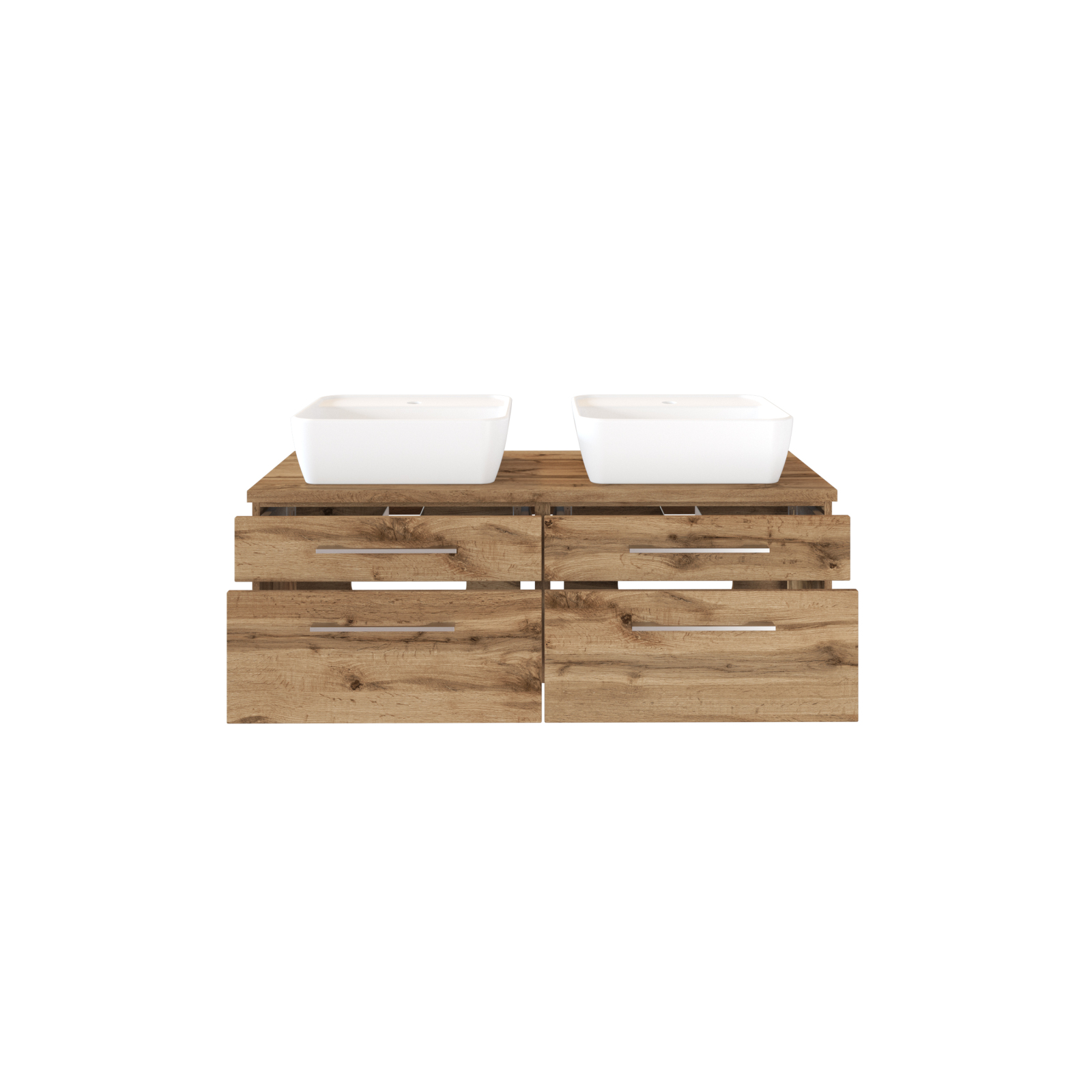 Waschtisch DAVOS - Wotaneiche - 2 Becken - 120 cm breit
