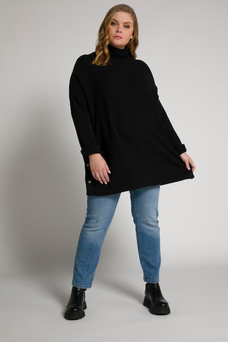 Bellieva-Pullover, Stehkragen, Druckknöpfe, Langarm, GOTS