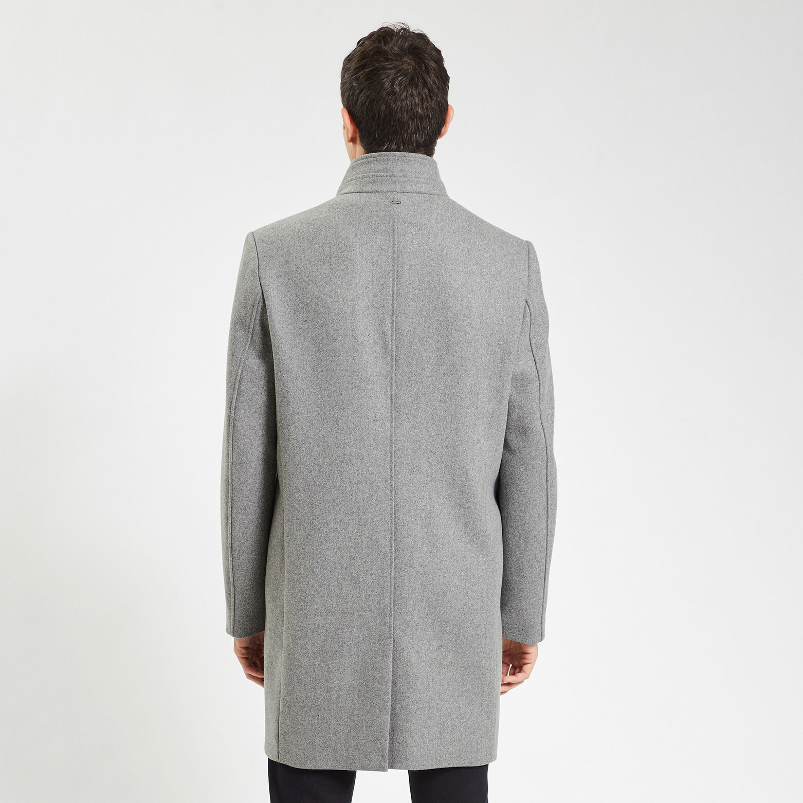 Manteau en laine col montant Gris moyen