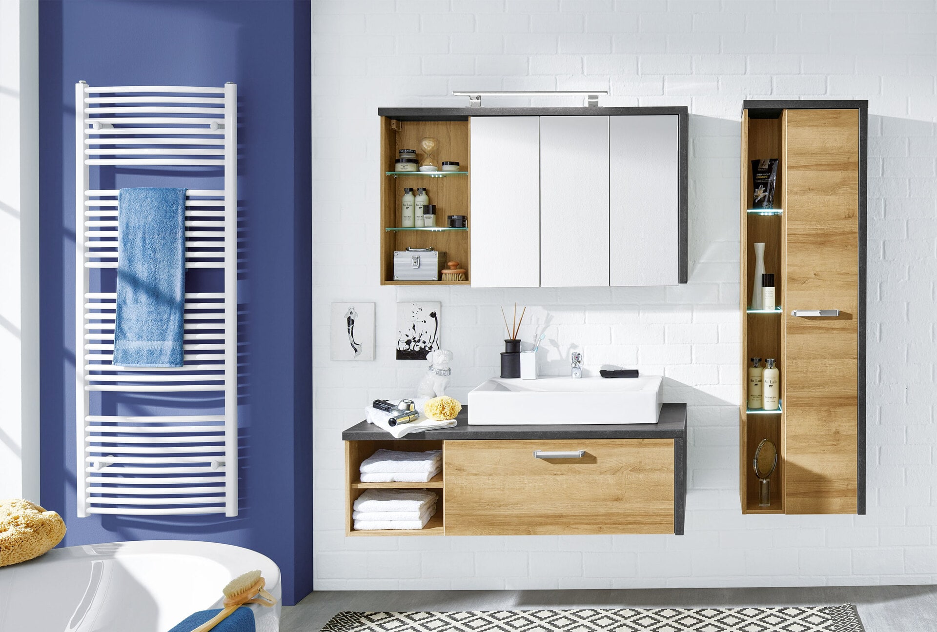 Stauraumhängeschrank Bay Eiche Riviera Honig Nachbildung ca. 48 x 160 x 31 cm