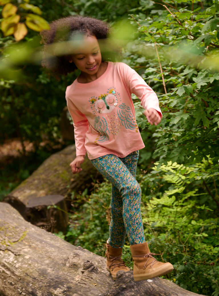 Pantalon bleu paon à imprimé fleuri pour fille