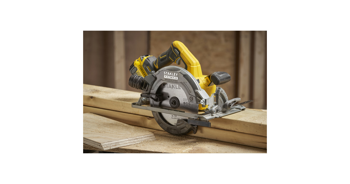 StanleyFATMAX V20 18V Cirkelzaag 190mm handcirkelzaag  (Zwart/geel, Accu en oplader inbegrepen, met koffer)