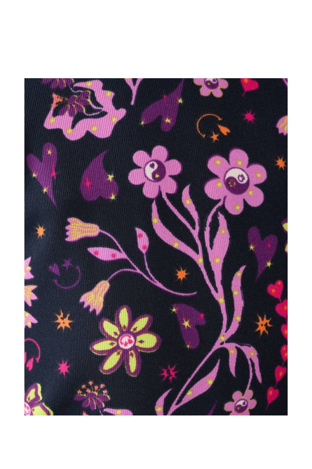 Shoeby longsleeve met all over print zwart/roze/lila/groen
