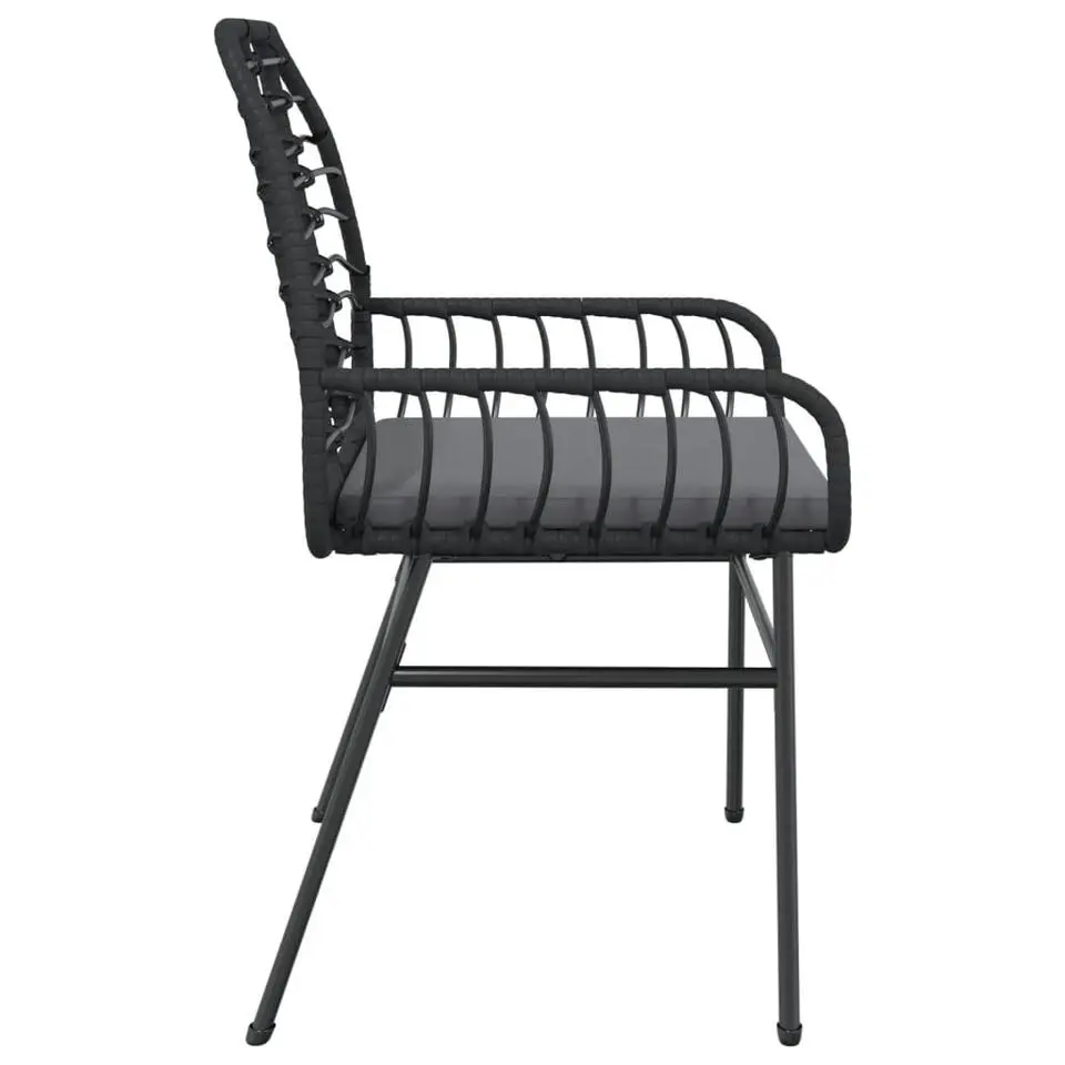vidaXL - Tuinstoelen met kussens - Zwart - Poly rattan - 2 stuks