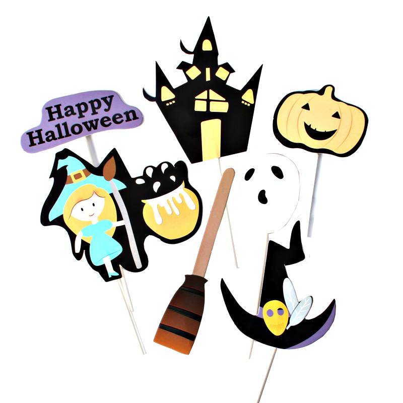 (8-tlg. Set) Halloween Kuchenstecker Grusel Tortenstecker Party Deko Topper für Torten / Kuchen - Hexe mit Kessel
