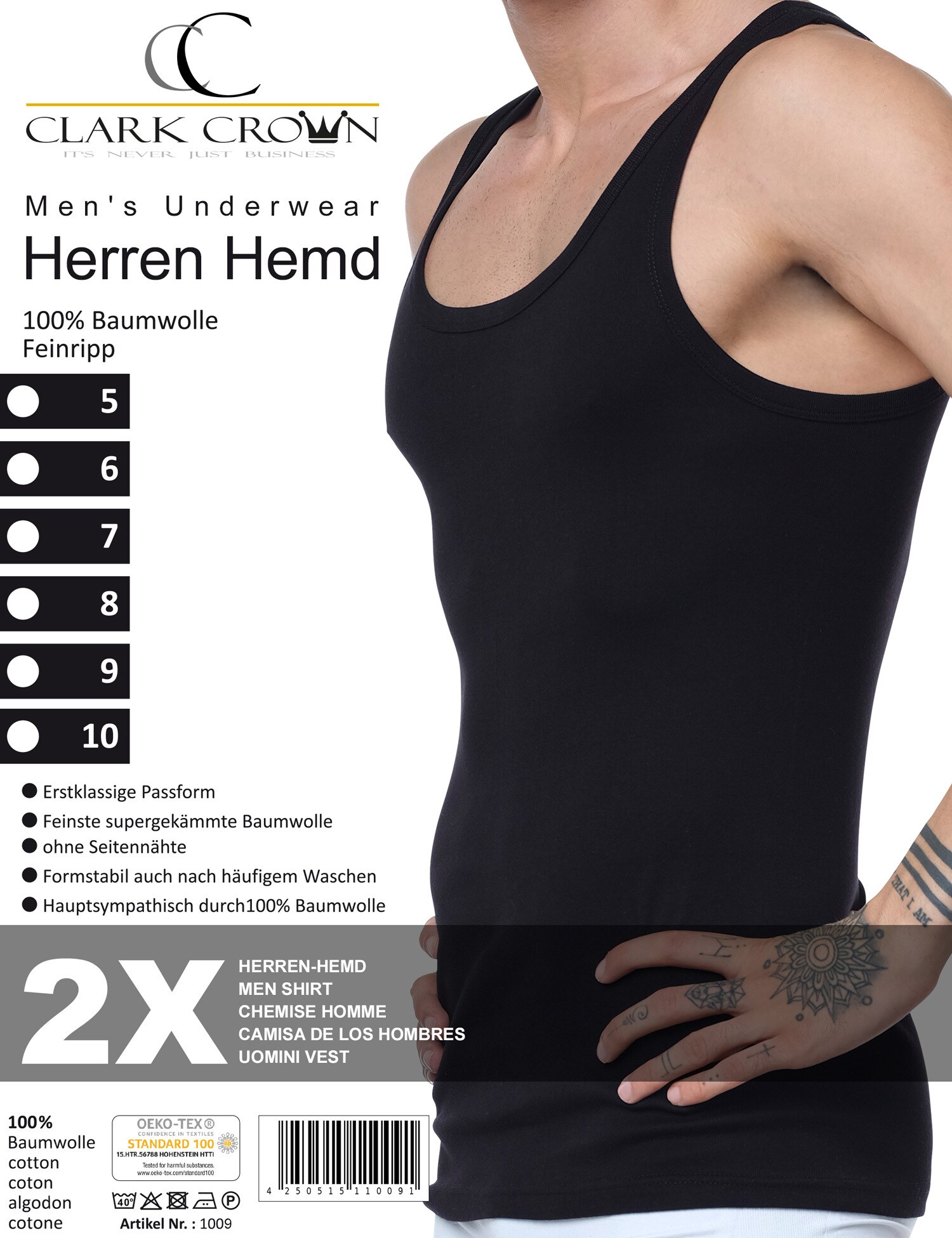 Clark Crown® Tank-Shirt 4 Stück aus Baumwolle