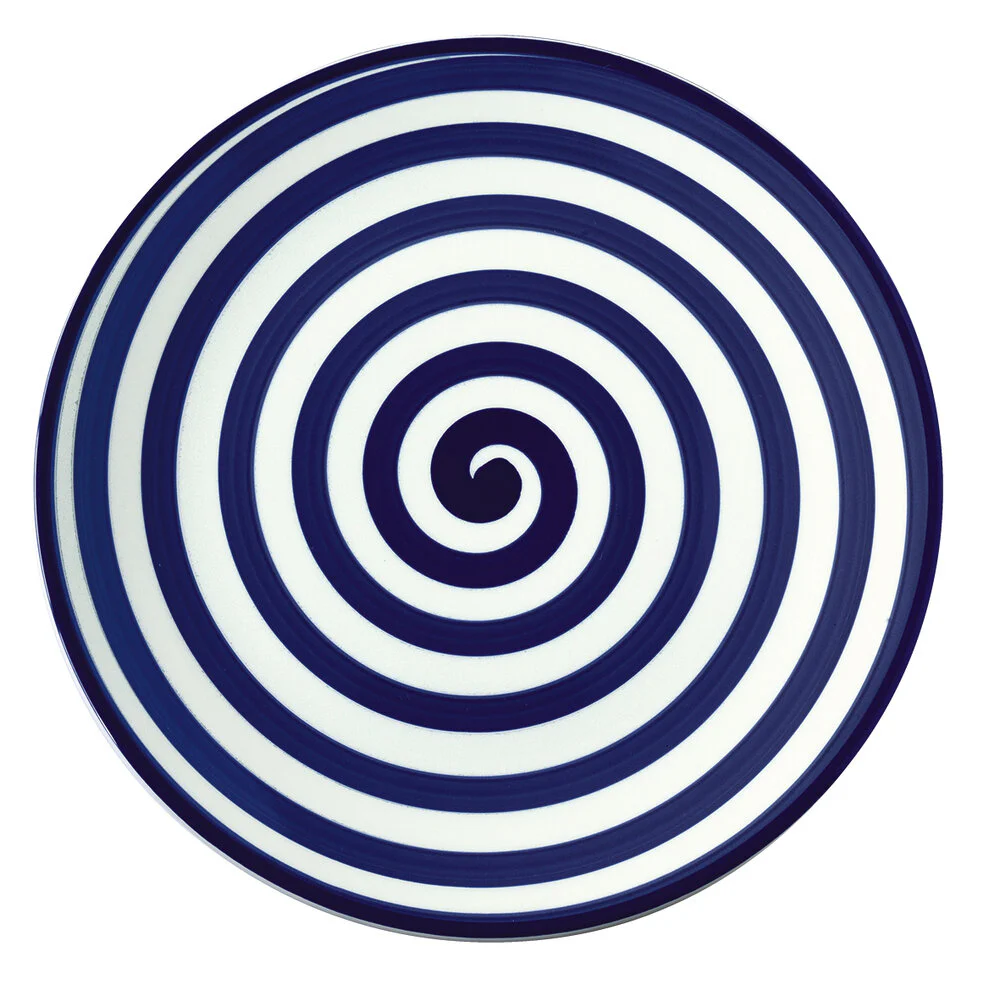 Easy Life  Håndmalet keramik middagstallerken, Blue Spirale - Ø27 cm