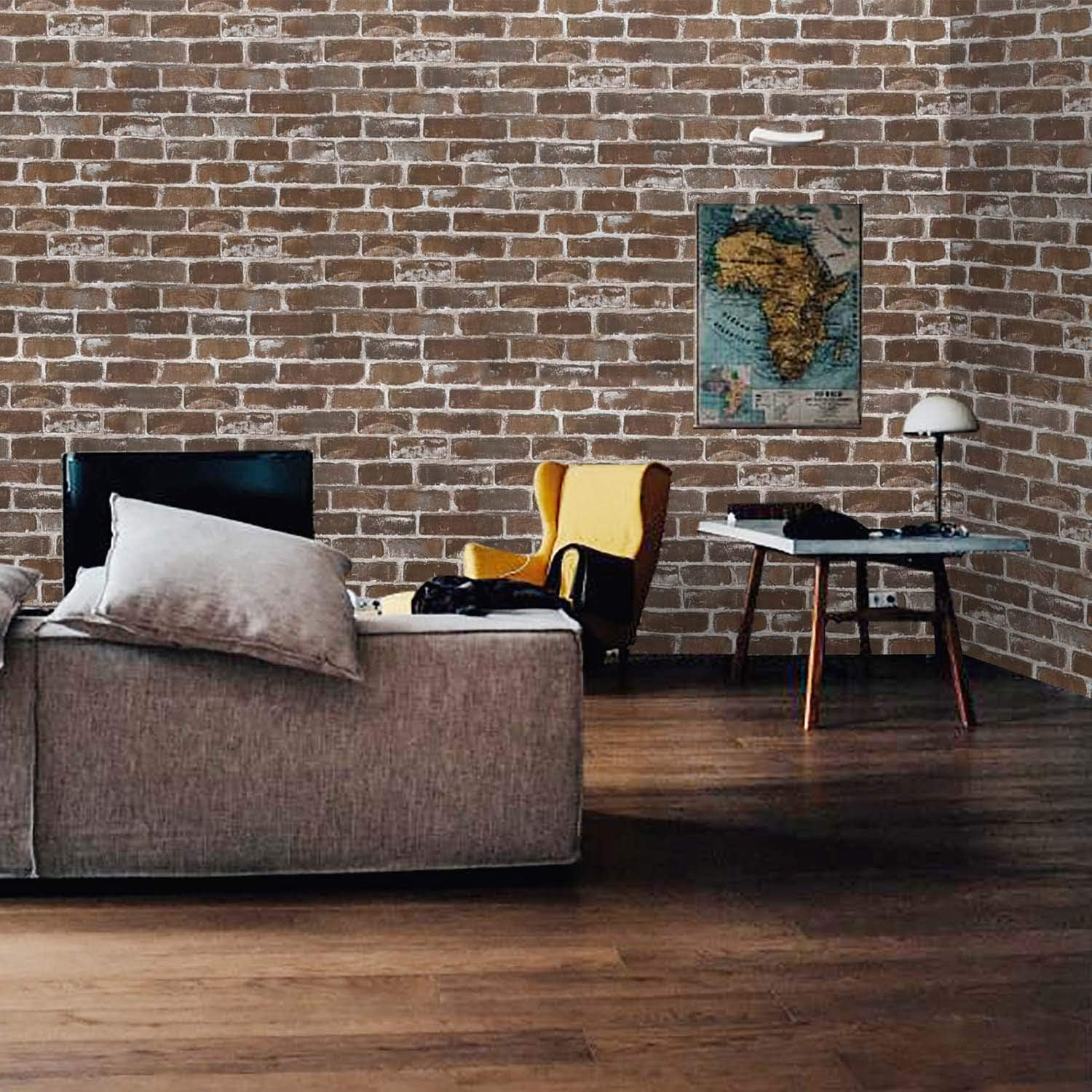 (45x600cm) Selbstklebende Wand Tapete DIY Home Deko Klebe Folie in Ziegelstein Optik - Steinmauer