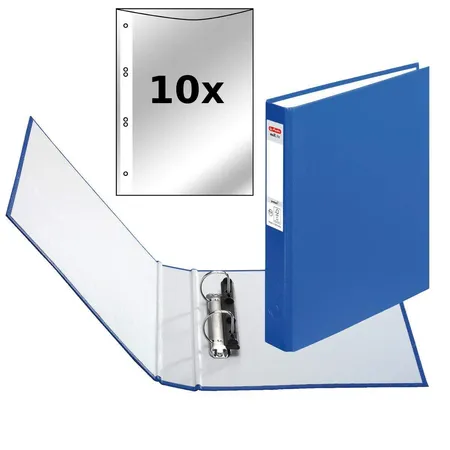 Herlitz Ringbuch DIN A5 mit 2-Ringe incl. 10 Prospekthüllen Farbe blau