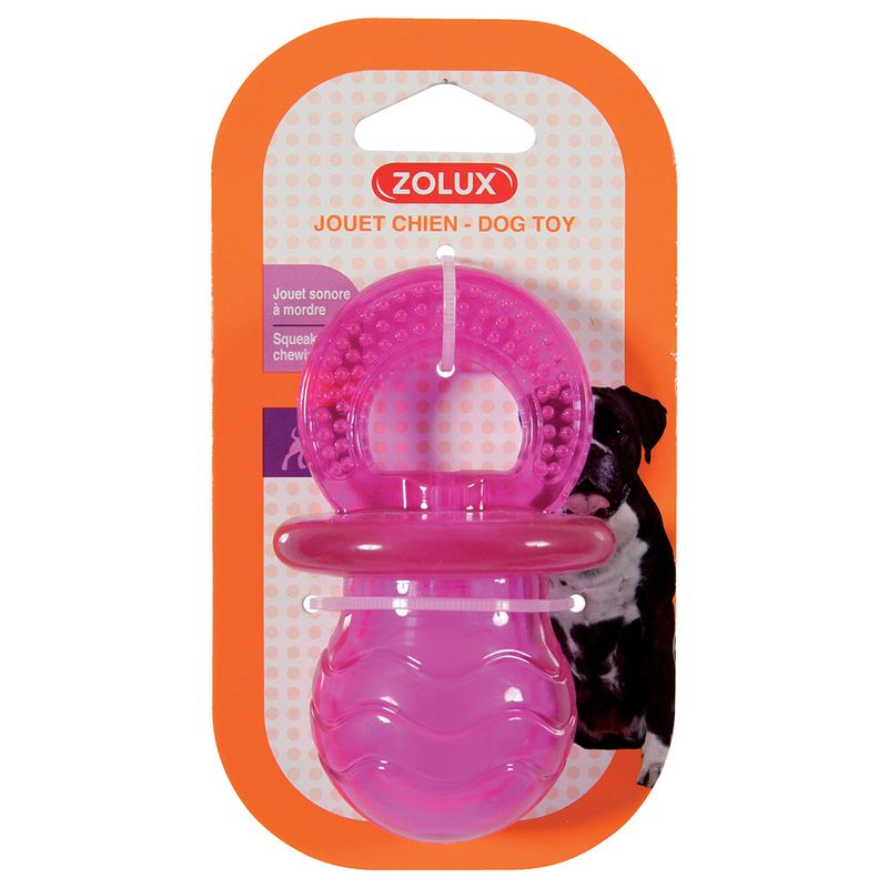 Jouet Zolux Tétine Pop, rose pour chien
