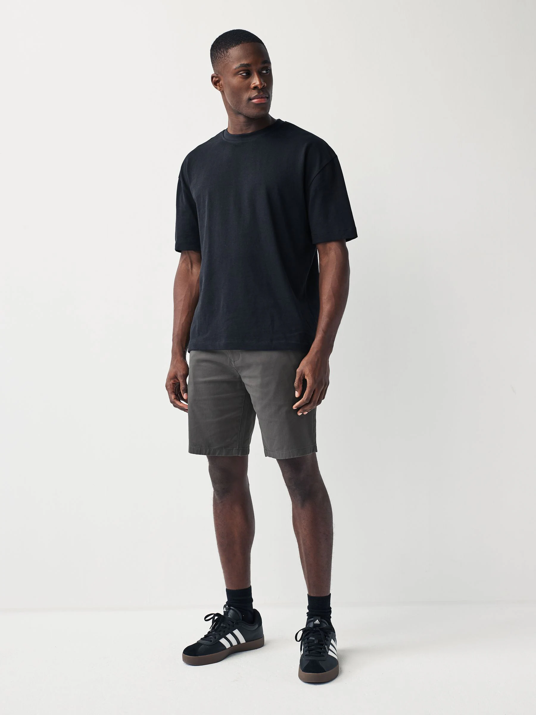 Antraciet - Slim Fit - Chinoshort met stretch