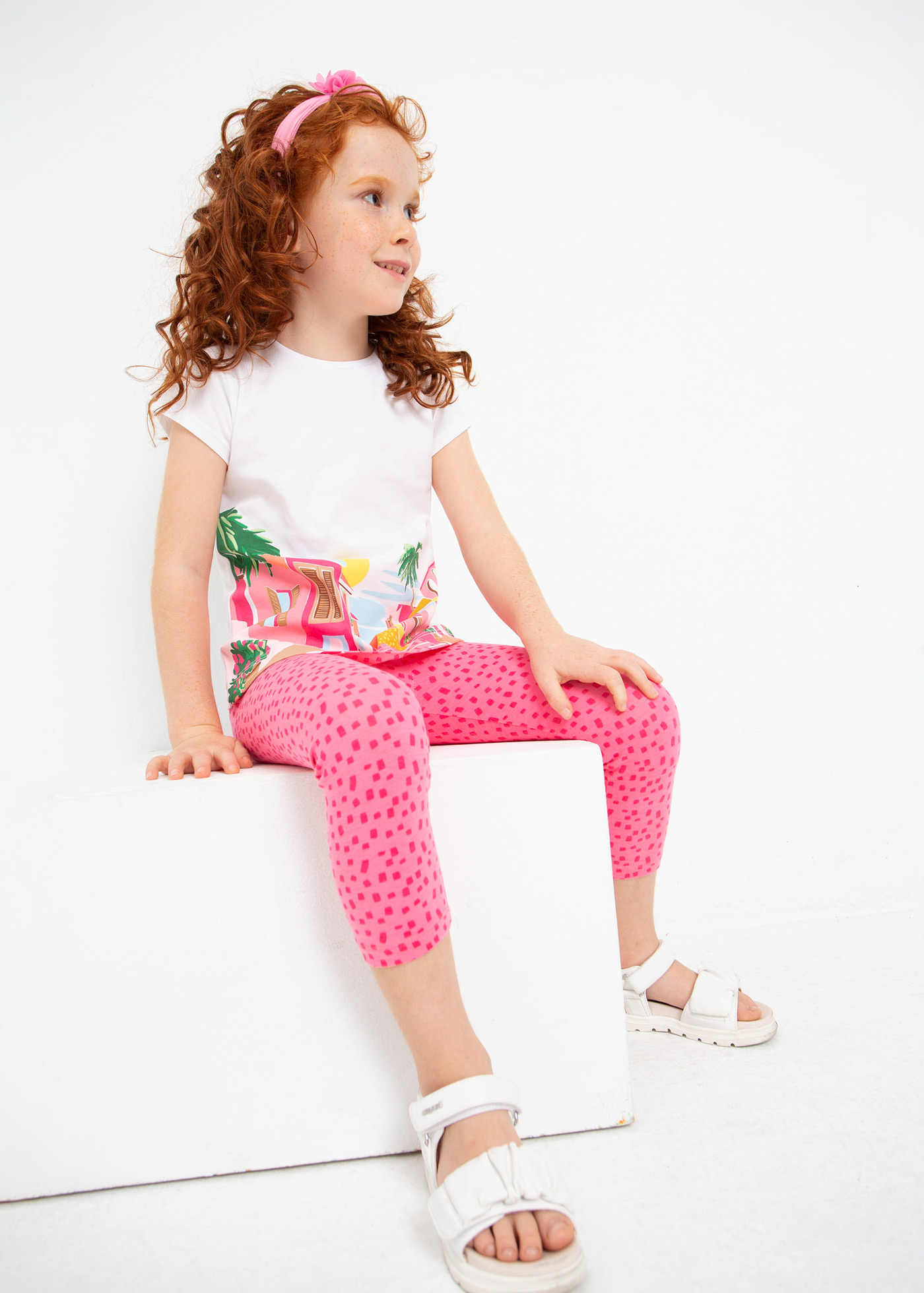 Conjunto de duas peças em algodão sustentável estampado para meninas