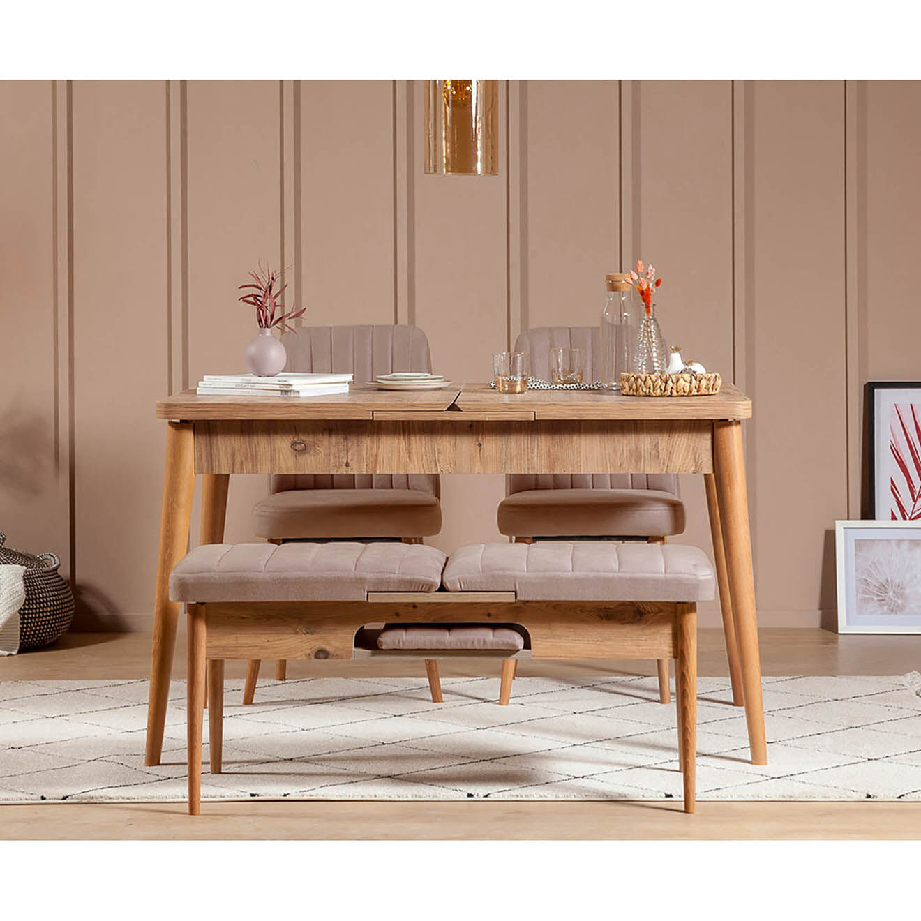 Homitis Chaise Vina pin atlantique/stone - 46x85x46 cm