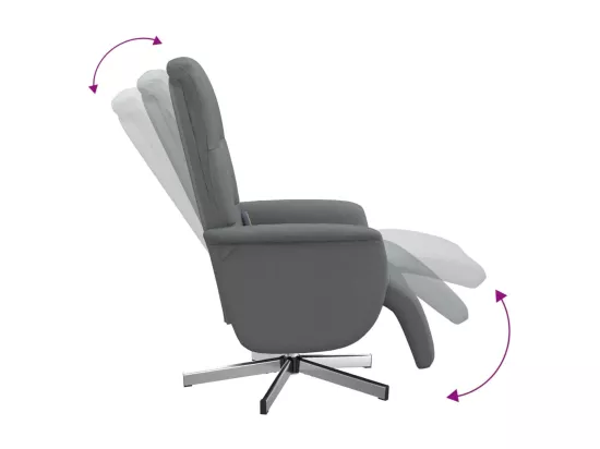 Fauteuil inclinable massant et repose-pieds gris foncé tissu