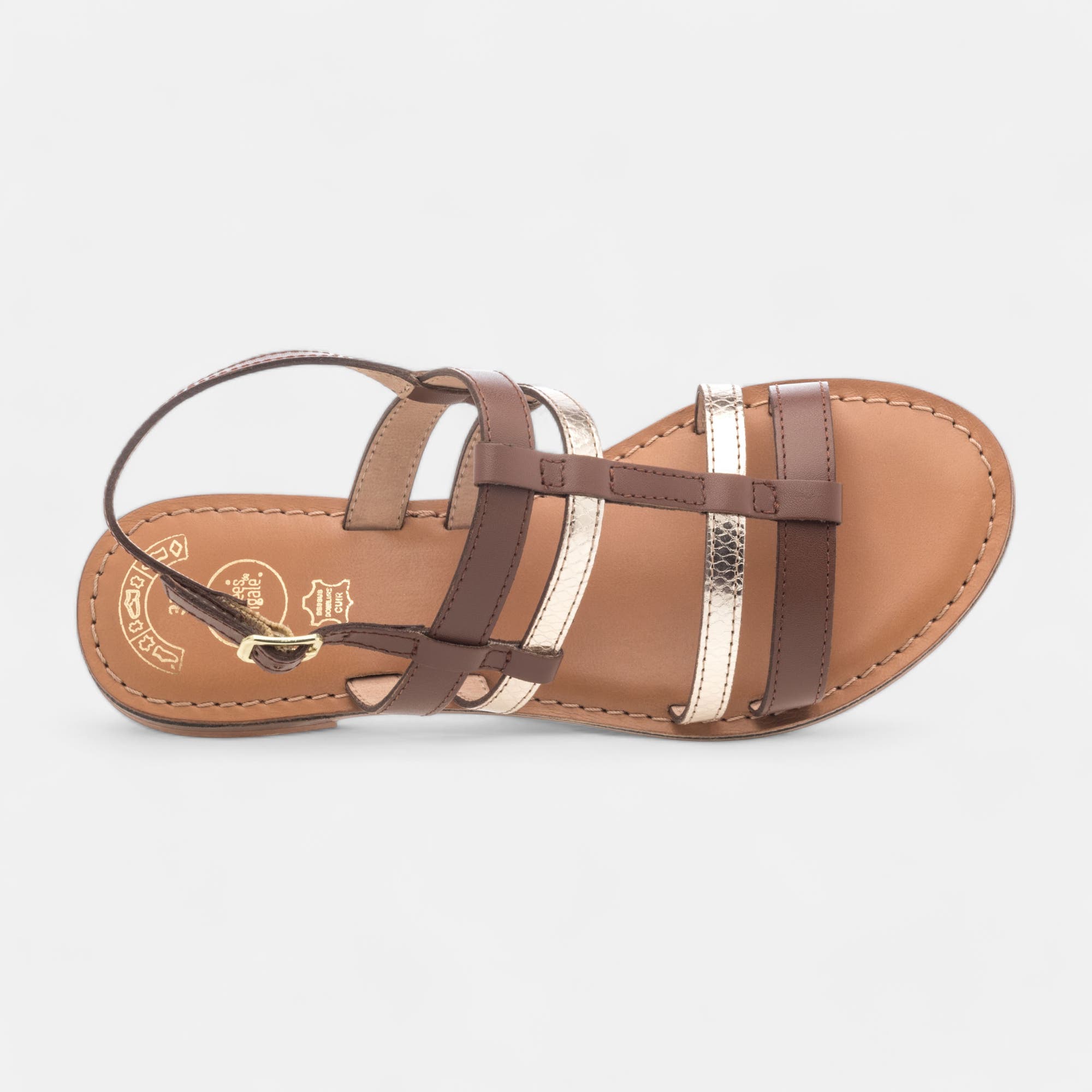 Nu-pieds Femme en cuir cognac