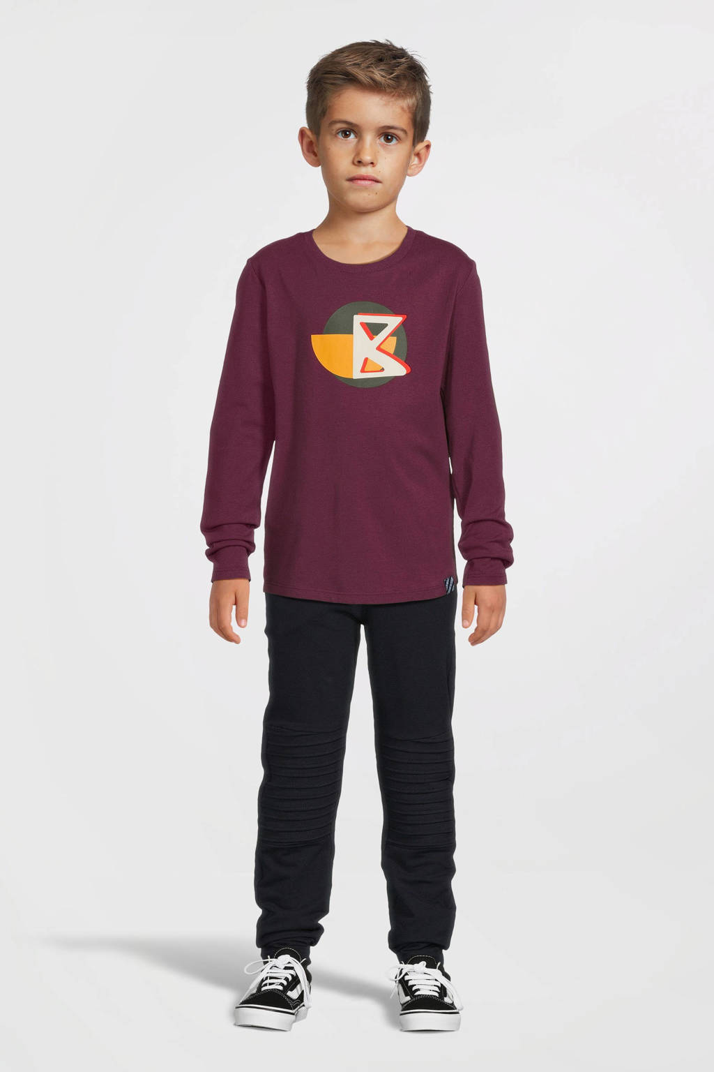 B.Nosy longsleeve Tommy met printopdruk paars/oranje