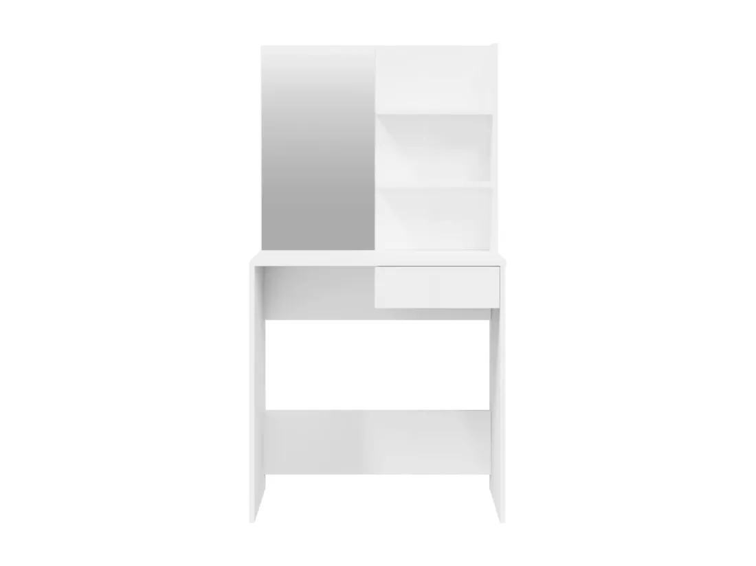 Coiffeuse avec miroir Blanc brillant 74,5x40x141 cm