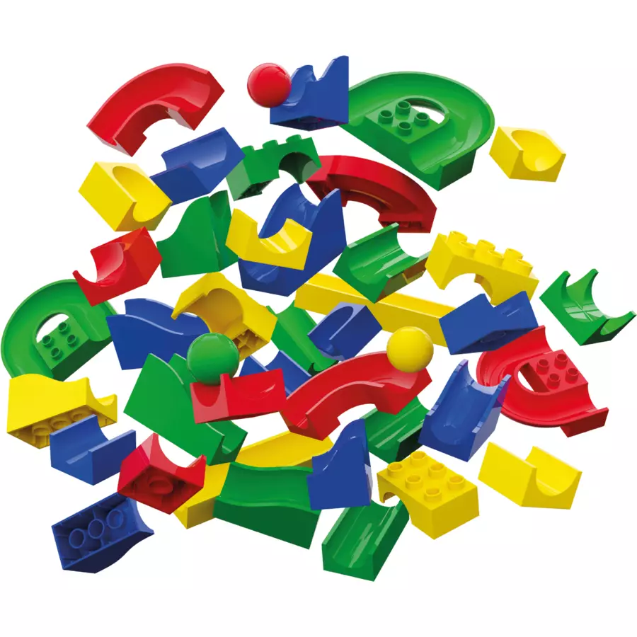 HUBELINO® Kugelbahn Bahnelemente Set, 55-teilig