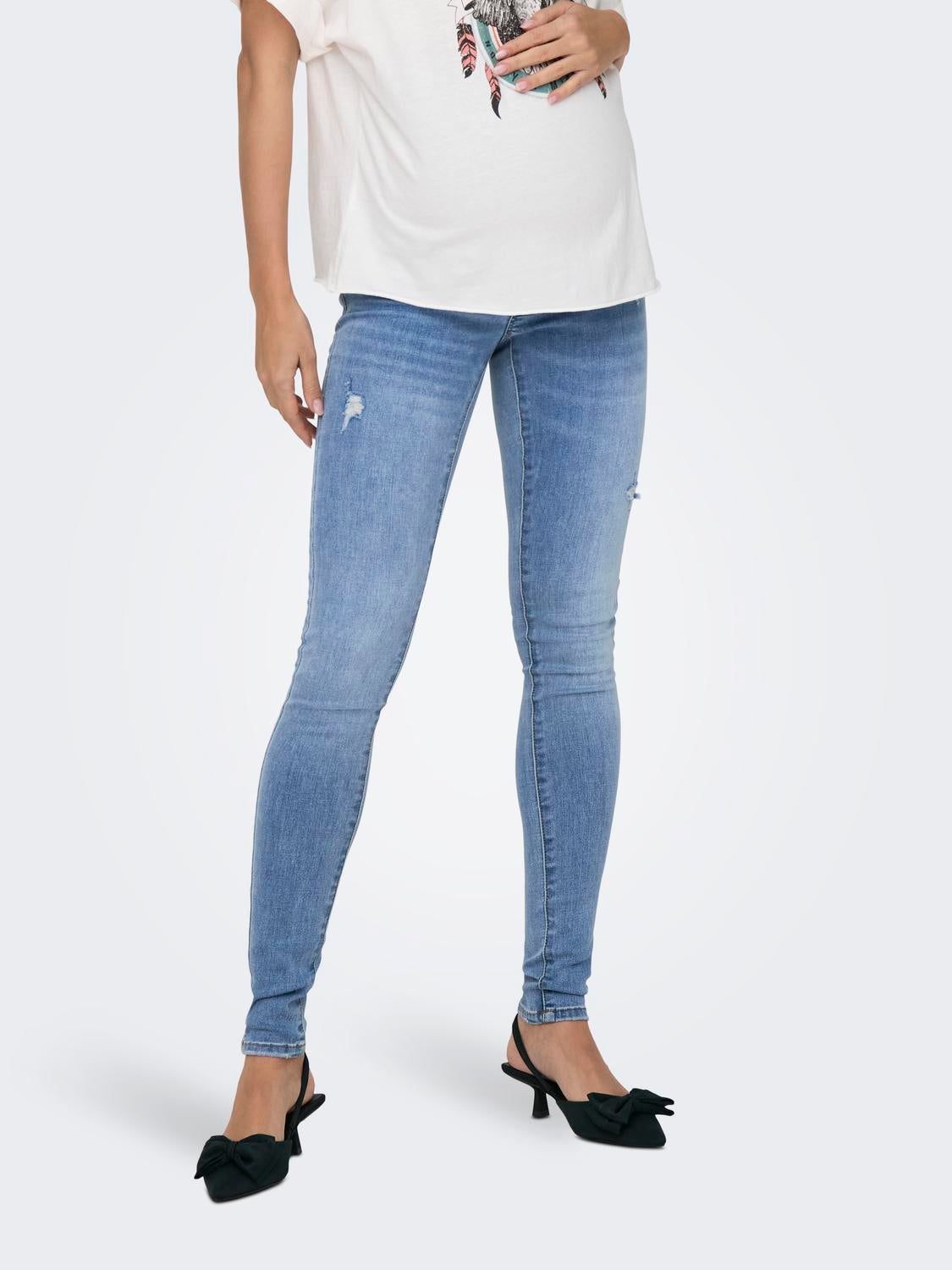OLMROSE Hohe Taille Skinny Fit Jeans Light Blue Denim